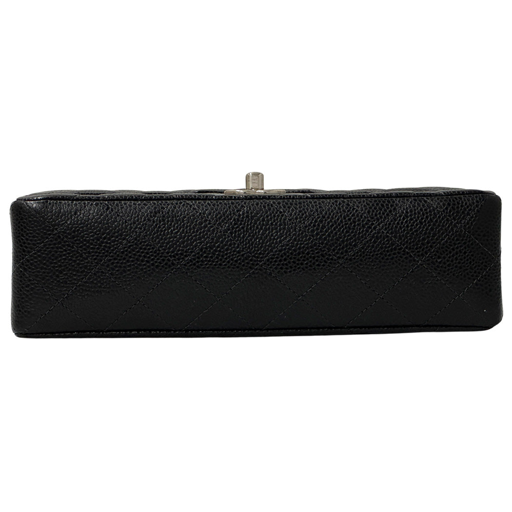 CHANEL シャネル ショルダーバッグ マトラッセ ブラック シルバー金具 キャビアスキン レディース 【中古】