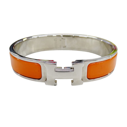 HERMES エルメス バングル クリックH メタル シルバー オレンジ レディース【中古】