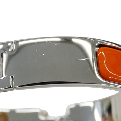 HERMES エルメス バングル クリックH メタル シルバー オレンジ レディース【中古】