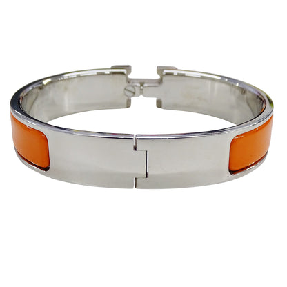 HERMES エルメス バングル クリックH メタル シルバー オレンジ レディース【中古】