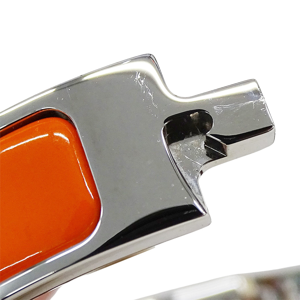 HERMES エルメス バングル クリックH メタル シルバー オレンジ レディース【中古】