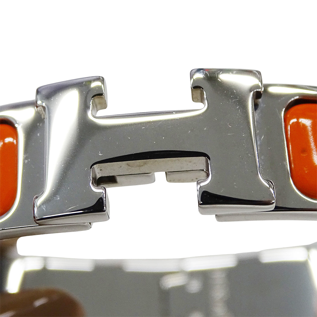 HERMES エルメス バングル クリックH メタル シルバー オレンジ レディース【中古】