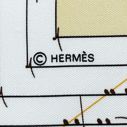 HERMES エルメス カレ90 La Musique des Spheres 球体が奏でる音楽 スカーフ イエロー シルク レディース 【中古】