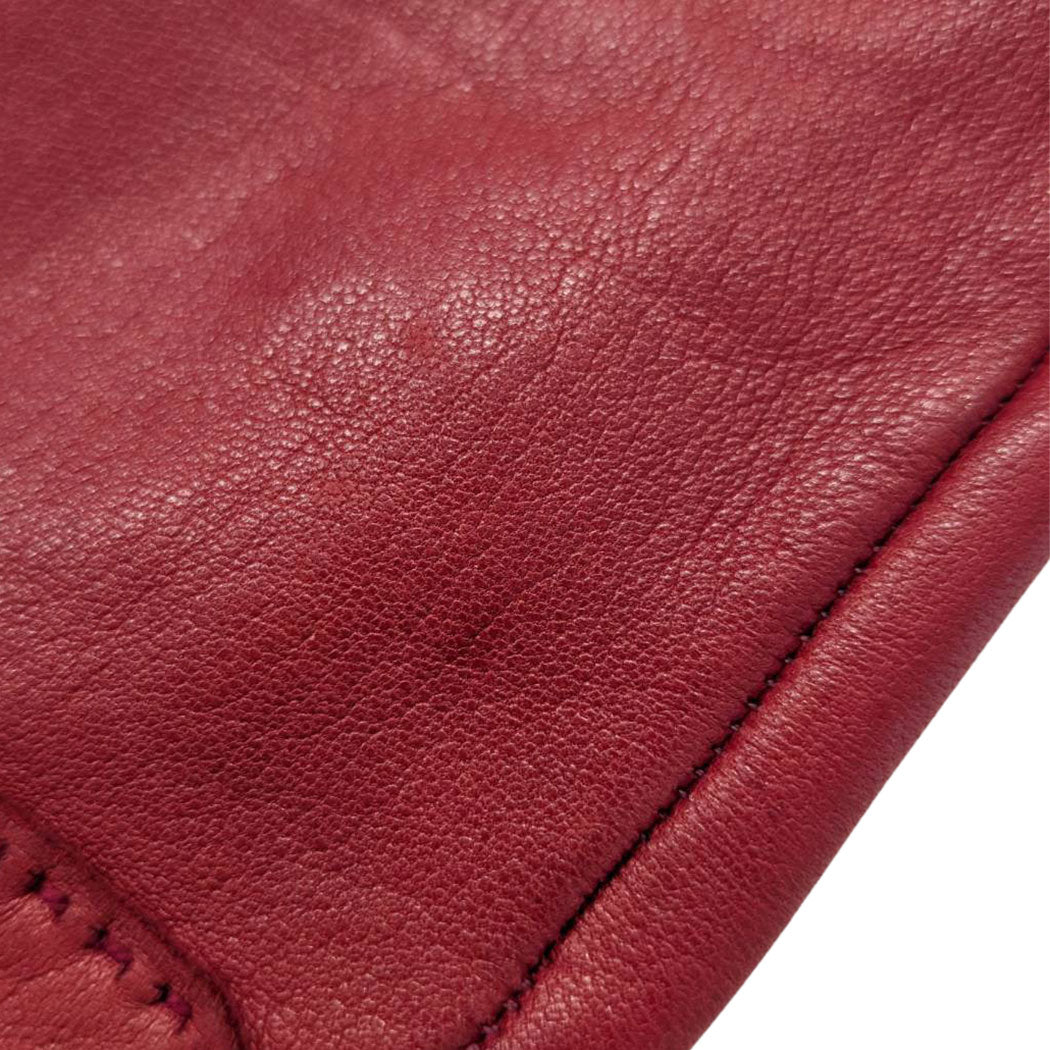 HERMES エルメス 手袋 レッド レザー レディース 【中古】