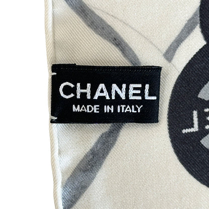 CHANEL シャネル スカーフ ココマーク カメリア ホワイト クリーム シルク レディース 【中古】