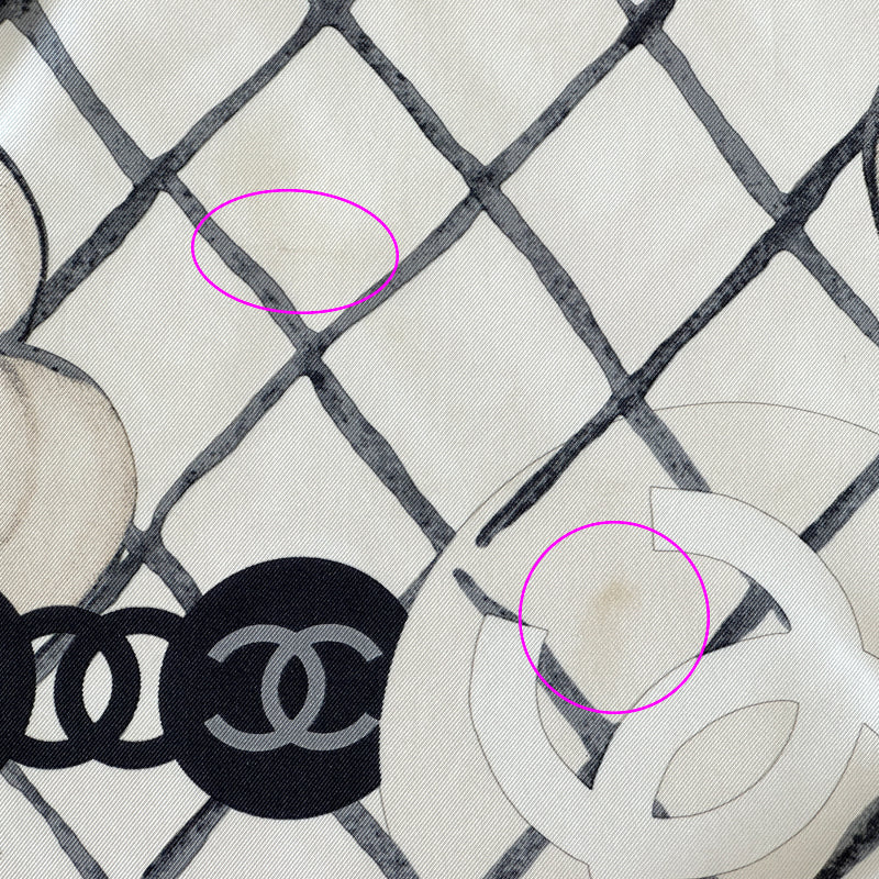 CHANEL シャネル スカーフ ココマーク カメリア ホワイト クリーム シルク レディース 【中古】