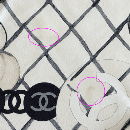 CHANEL シャネル スカーフ ココマーク カメリア ホワイト クリーム シルク レディース 【中古】