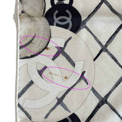 CHANEL シャネル スカーフ ココマーク カメリア ホワイト クリーム シルク レディース 【中古】