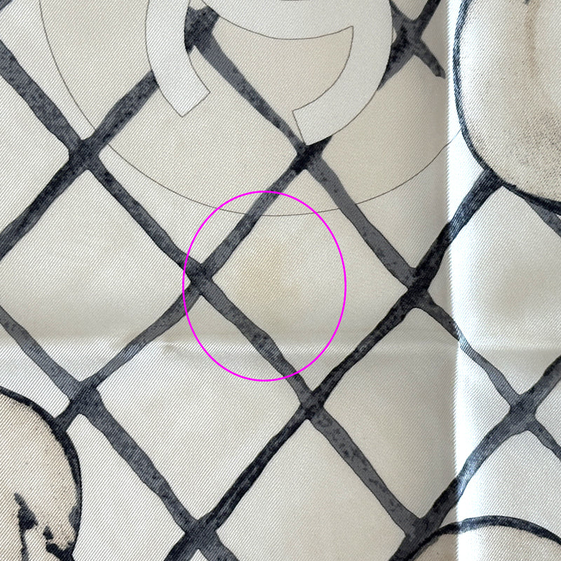 CHANEL シャネル スカーフ ココマーク カメリア ホワイト クリーム シルク レディース 【中古】