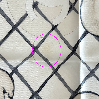 CHANEL シャネル スカーフ ココマーク カメリア ホワイト クリーム シルク レディース 【中古】