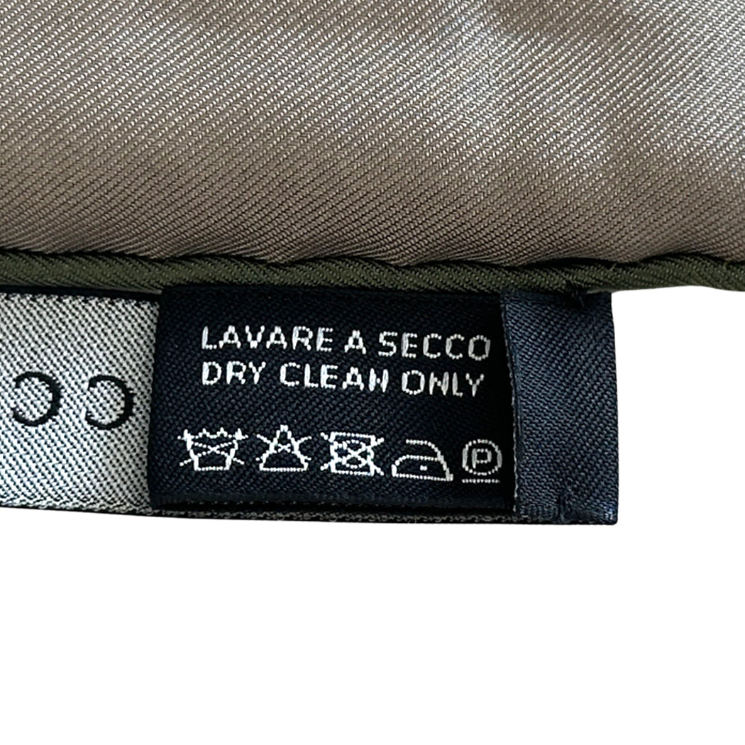 GUCCI グッチ スカーフ カーキ ベージュ シルク レディース 【中古】
