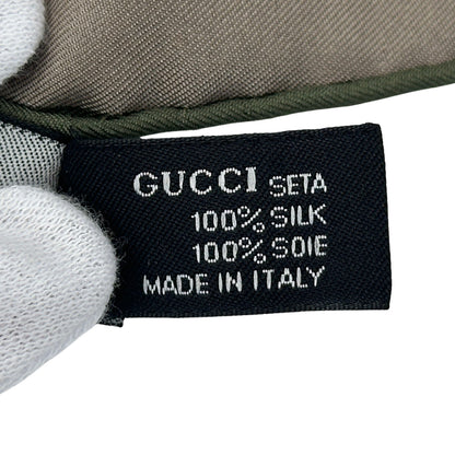 GUCCI グッチ スカーフ カーキ ベージュ シルク レディース 【中古】