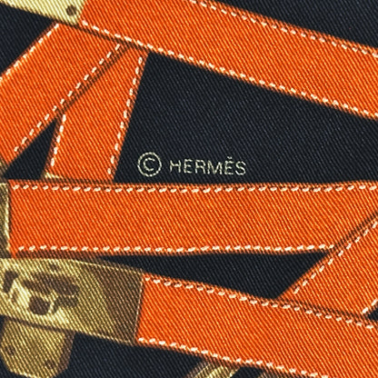 HERMES エルメス カレ70 TRES KELLY トレス・ケリー スカーフ オレンジ ブラック シルク レディース 【中古】