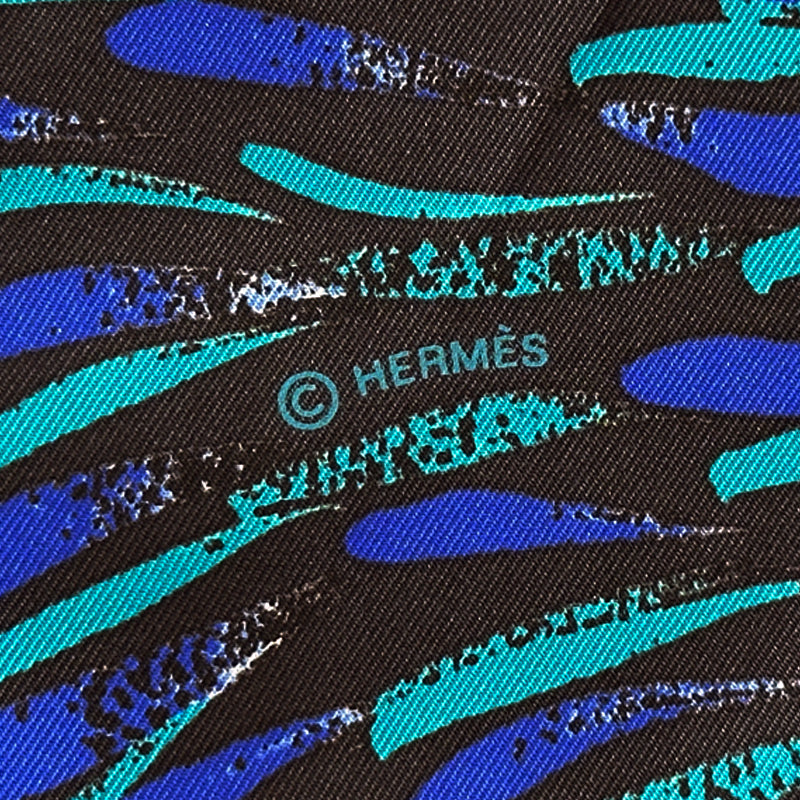 HERMES エルメス カレ90 GLORIA グロリアの夢 スカーフ ブラック ブルー シルク レディース 【中古】