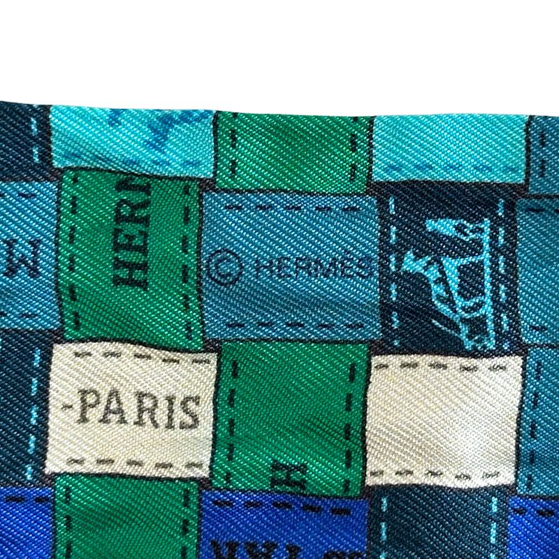 HERMES エルメス ツイリー Bolduc au Carre ボリュデュック・チェック スカーフ ブルー マルチカラー シルク レディース 【中古】