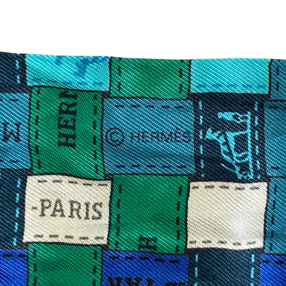 HERMES エルメス ツイリー Bolduc au Carre ボリュデュック・チェック スカーフ ブルー マルチカラー シルク レディース 【中古】