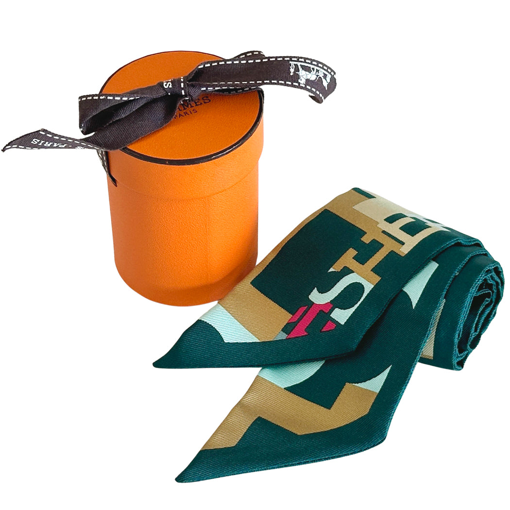 HERMES エルメス ツイリー Capitales キャピタルズ スカーフ グリーン マルチカラー シルク レディース 【中古】