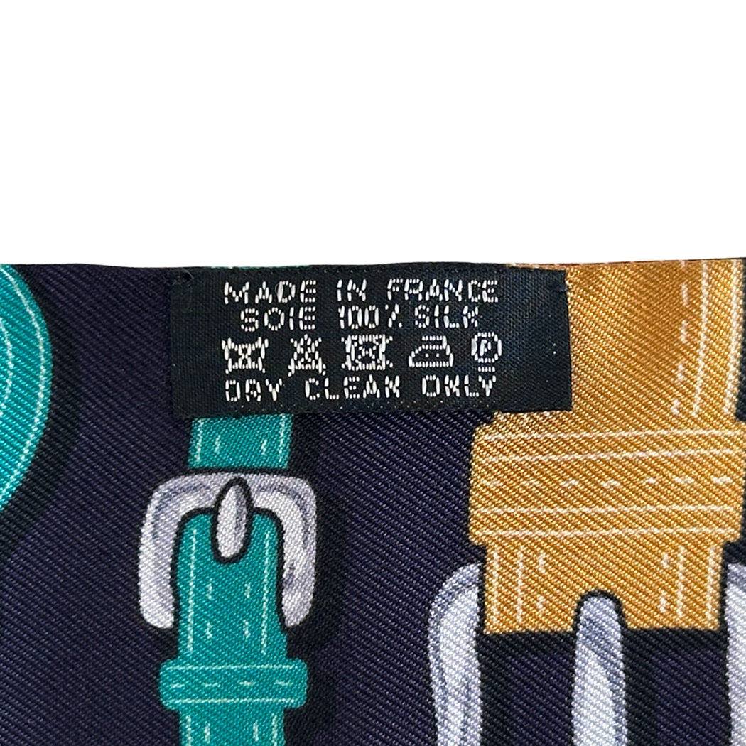 HERMES エルメス ツイリー Harnais des Presidents 大統領の馬具 スカーフ パープル マルチカラー シルク レディース 【中古】