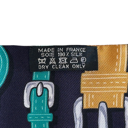 HERMES エルメス ツイリー Harnais des Presidents 大統領の馬具 スカーフ パープル マルチカラー シルク レディース 【中古】