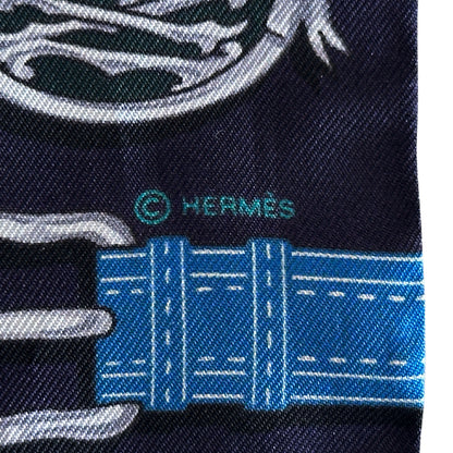 HERMES エルメス ツイリー Harnais des Presidents 大統領の馬具 スカーフ パープル マルチカラー シルク レディース 【中古】