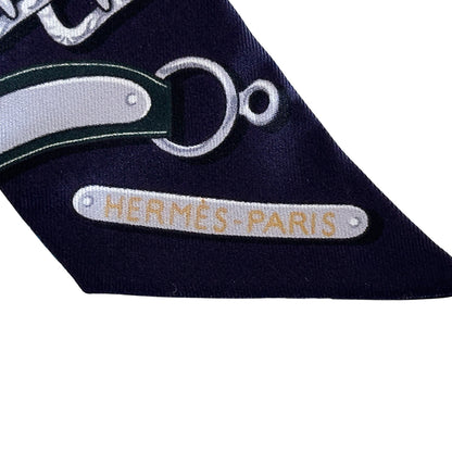 HERMES エルメス ツイリー Harnais des Presidents 大統領の馬具 スカーフ パープル マルチカラー シルク レディース 【中古】