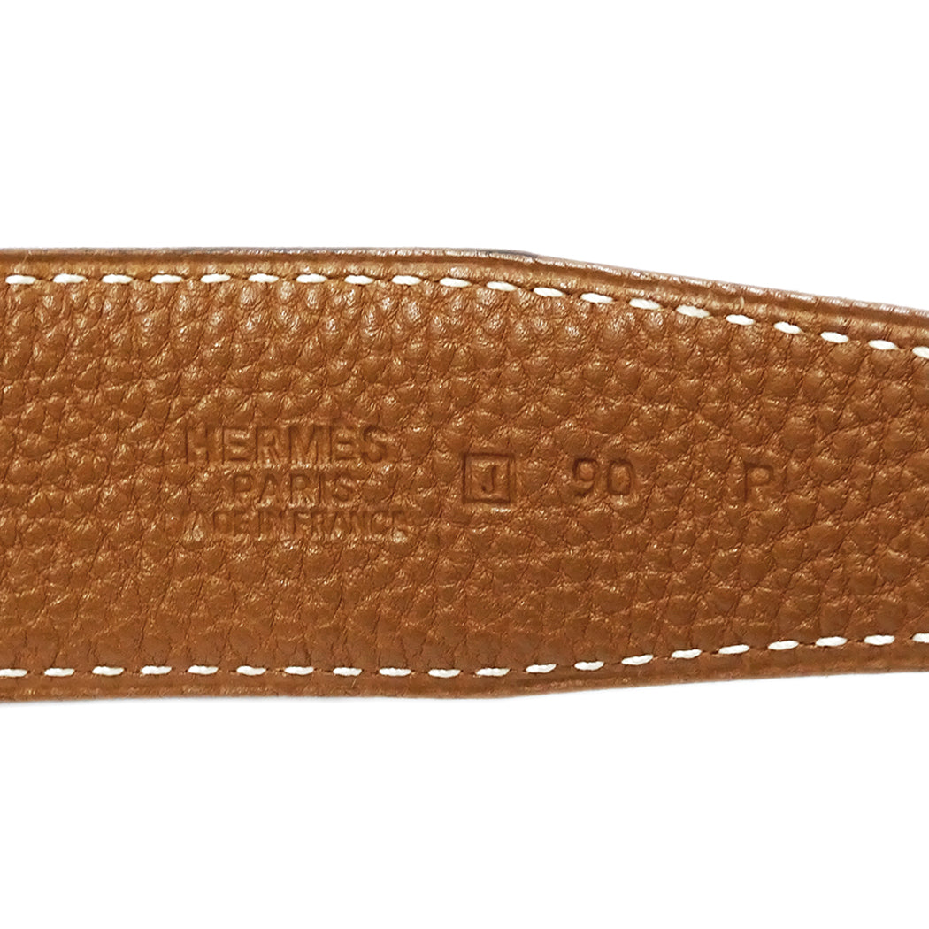 HERMES エルメス Hベルト ベルト ブラック ブラウン レザー メンズ 【中古】
