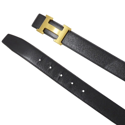 HERMES エルメス Hベルト ベルト ブラック ブラウン レザー メンズ 【中古】