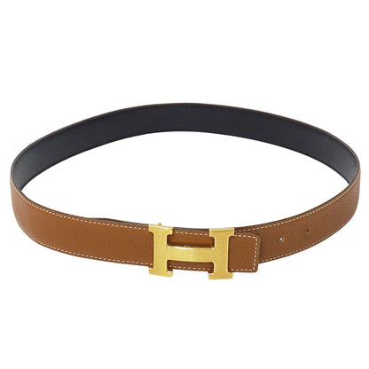 HERMES エルメス Hベルト ベルト ブラック ブラウン レザー メンズ 【中古】