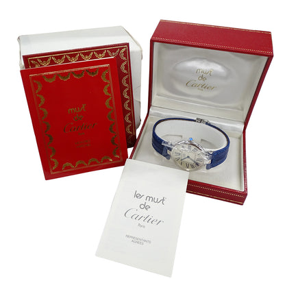 Cartier カルティエ マストヴァンドーム LM ヴェルメイユ W1007065 ボーイズ 腕時計 クオーツ QZ 925 レザー 磨き済み【中古】