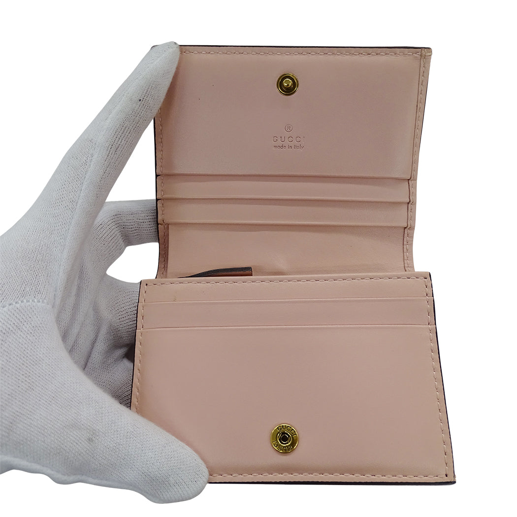 GUCCI グッチ 二つ折り財布 シマ ピンク ゴールド金具 548057 キャット レディース【中古】