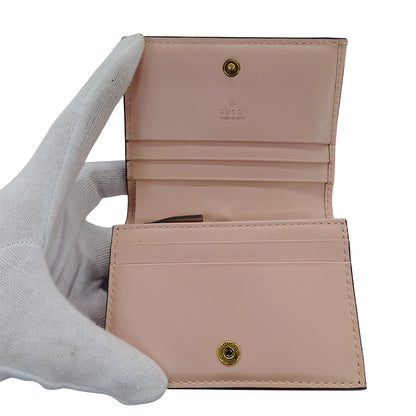 GUCCI グッチ 二つ折り財布 シマ ピンク ゴールド金具 548057 キャット レディース【中古】