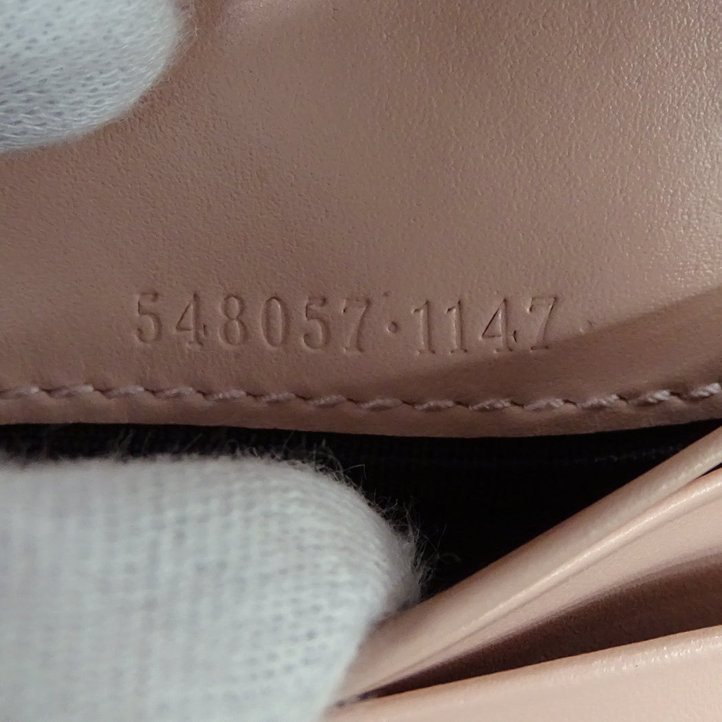 GUCCI グッチ 二つ折り財布 シマ ピンク ゴールド金具 548057 キャット レディース【中古】
