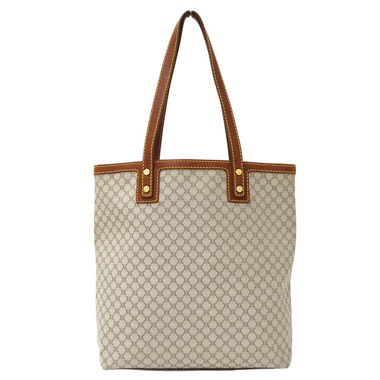 CELINE セリーヌ トートバッグ マカダム ベージュ ブラウン キャンバス レディース 【中古】
