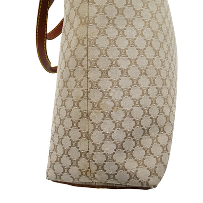 CELINE セリーヌ トートバッグ マカダム ベージュ ブラウン キャンバス レディース 【中古】
