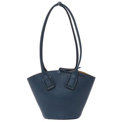 BOTTEGAVENETA ボッテガ・ヴェネタ スモール バスケット トートバッグ ディープブルー レザー レディース 【中古】