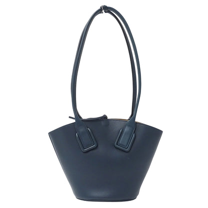 BOTTEGAVENETA ボッテガ・ヴェネタ スモール バスケット トートバッグ ディープブルー レザー レディース 【中古】