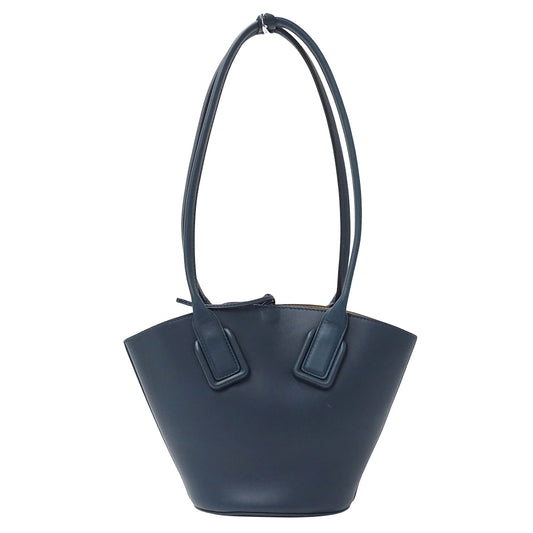 BOTTEGAVENETA ボッテガ・ヴェネタ スモール バスケット トートバッグ ディープブルー レザー レディース 【中古】