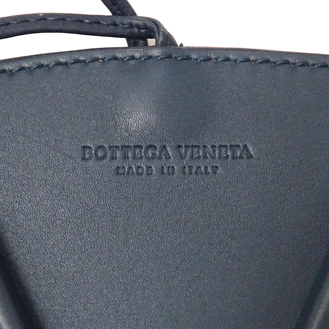 BOTTEGAVENETA ボッテガ・ヴェネタ スモール バスケット トートバッグ ディープブルー レザー レディース 【中古】