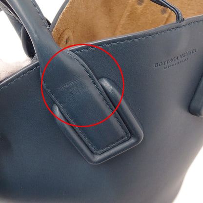 BOTTEGAVENETA ボッテガ・ヴェネタ スモール バスケット トートバッグ ディープブルー レザー レディース 【中古】