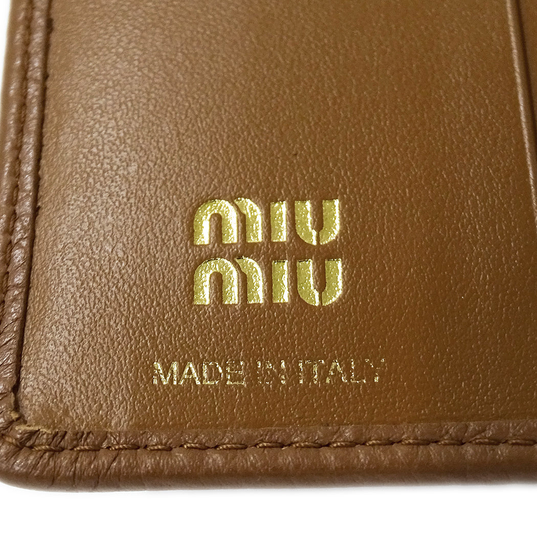 MIUMIU ミュウミュウ 二つ折り財布 ブラウン 5MV204 レザー レディース 【中古】