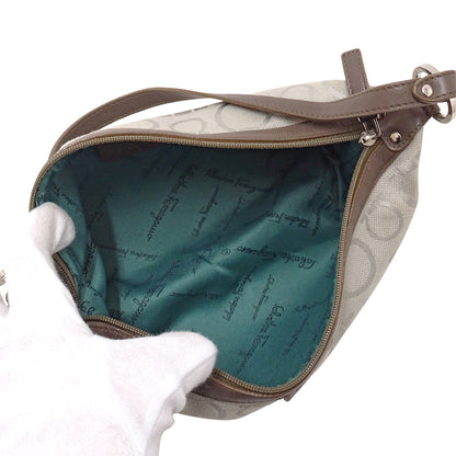 Ferragamo フェラガモ ポーチ ガンチーニ グレー AU-22 キャンバス レディース 【中古】