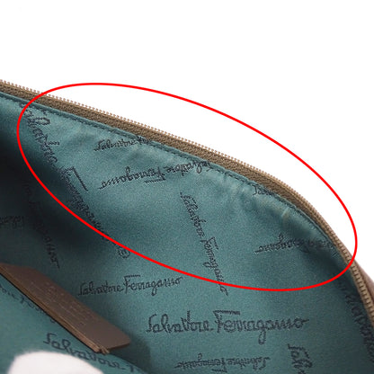 Ferragamo フェラガモ ポーチ ガンチーニ グレー AU-22 キャンバス レディース 【中古】