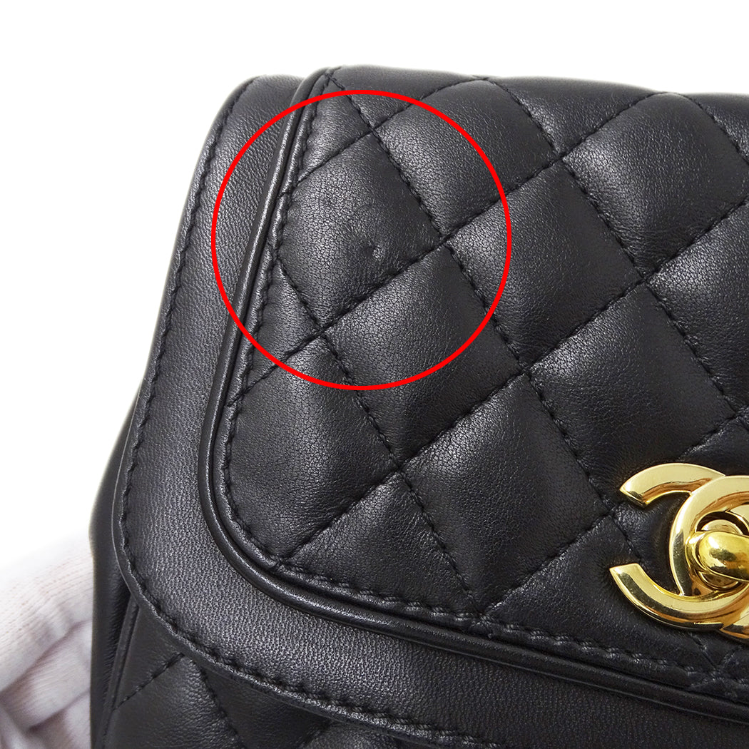 CHANEL シャネル ショルダーバッグ マトラッセ ブラック ゴールド金具 ラムスキン レディース 【中古】