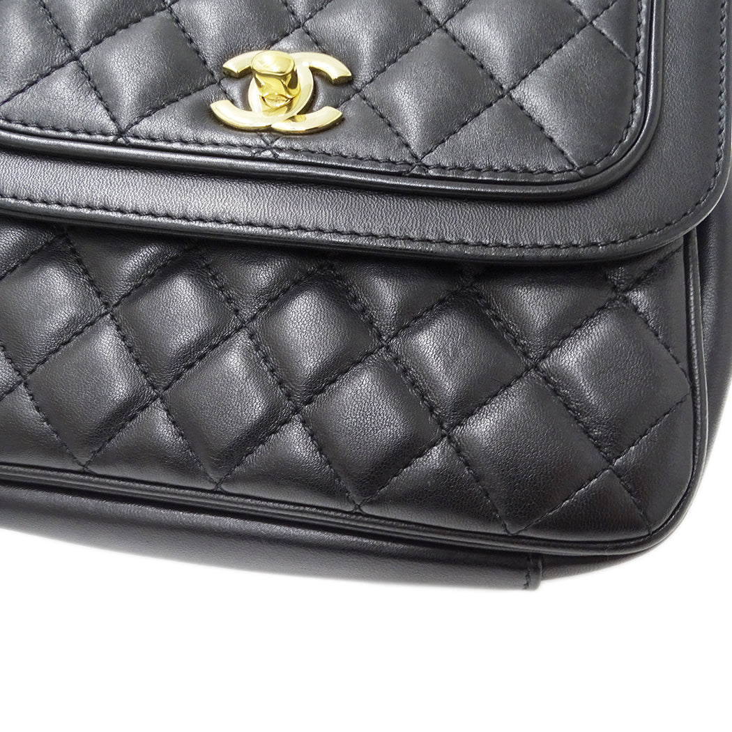 CHANEL シャネル ショルダーバッグ マトラッセ ブラック ゴールド金具 ラムスキン レディース 【中古】