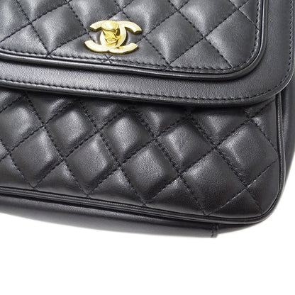 CHANEL シャネル ショルダーバッグ マトラッセ ブラック ゴールド金具 ラムスキン レディース 【中古】
