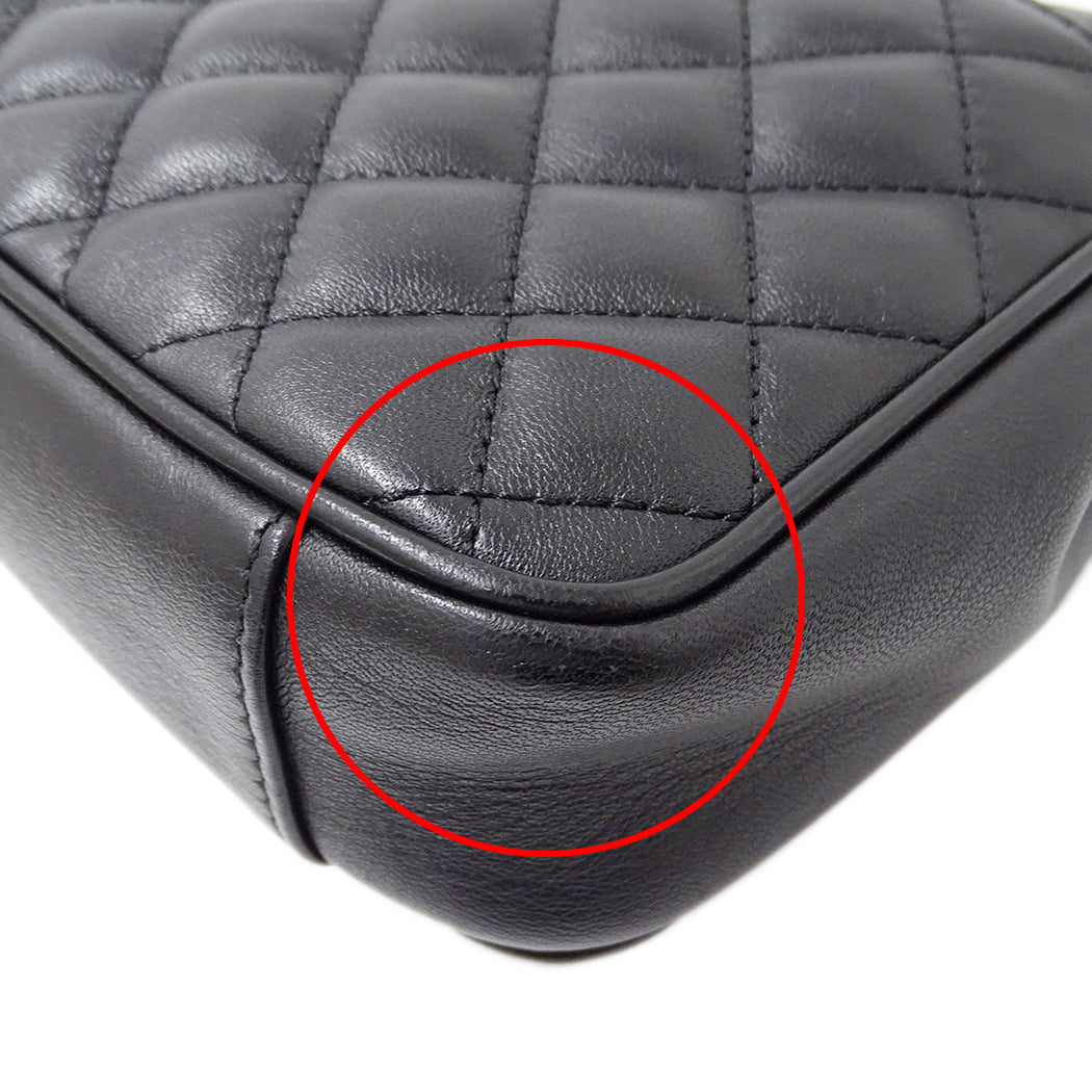CHANEL シャネル ショルダーバッグ マトラッセ ブラック ゴールド金具 ラムスキン レディース 【中古】