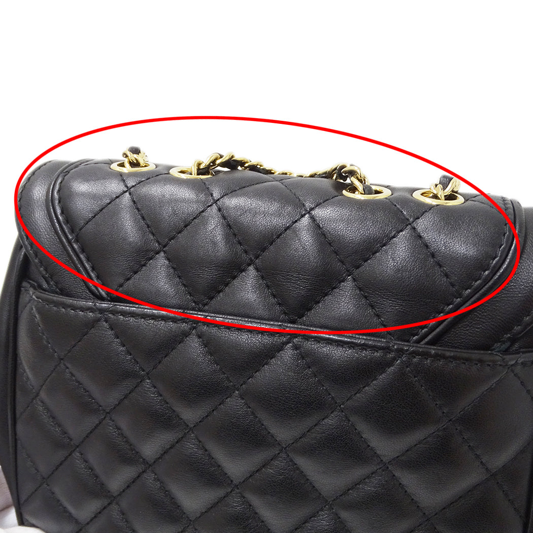 CHANEL シャネル ショルダーバッグ マトラッセ ブラック ゴールド金具 ラムスキン レディース 【中古】