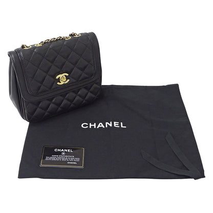 CHANEL シャネル ショルダーバッグ マトラッセ ブラック ゴールド金具 ラムスキン レディース 【中古】