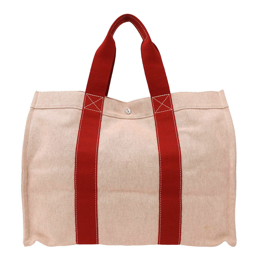 HERMES エルメス ボラボラGM トートバッグ レッド シルバー金具 キャンバス レディース メンズ 【中古】