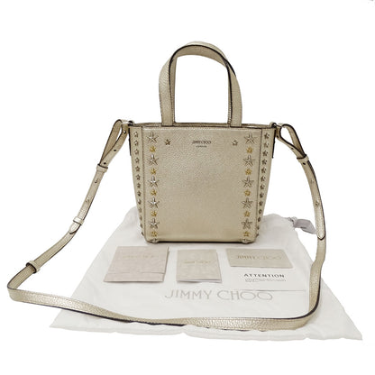 JIMMY CHOO ジミーチュウ ミニペガシ 2wayバッグ シャンパンゴールド レザー レディース 【中古】